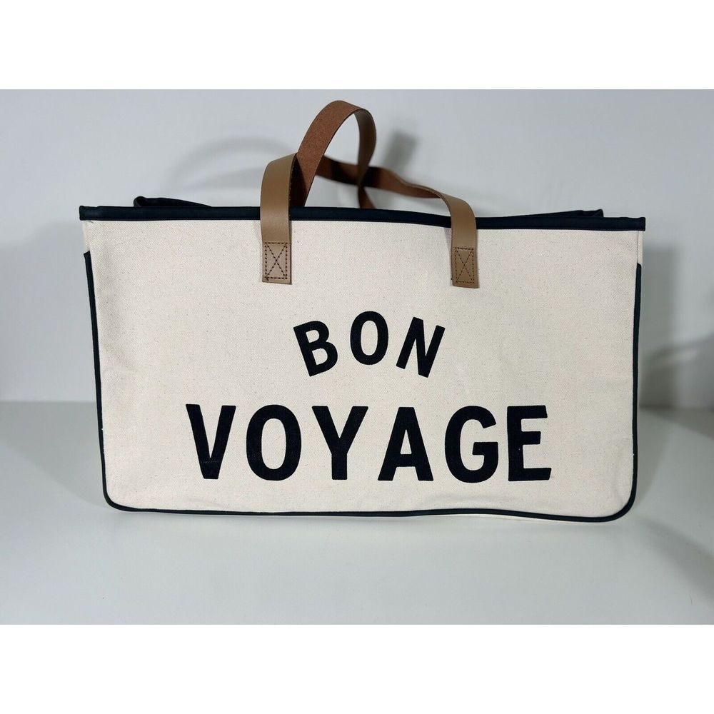 Santa Barbara Design Studio Bon Voyage Double Leather Handle Heavy Canvas Tote